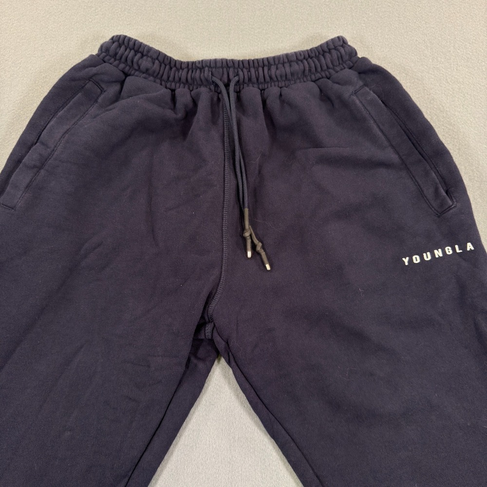 YOUNGLA Mens Navy Blue Tapered Joggers Sweatpants Medium Gym Wear